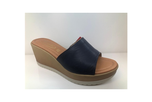 Ciabatta da Donna in pelle con plantare estraibile Blu GRUNLAND CE0749  68DARA BLU