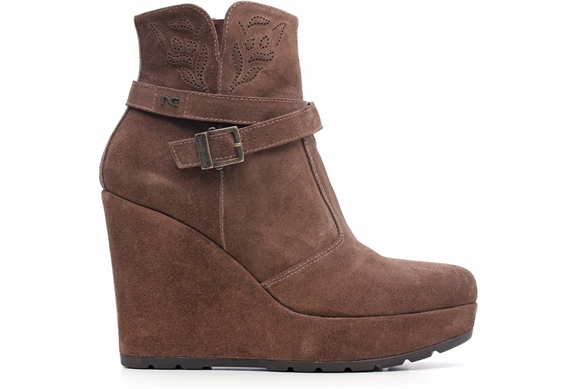tronchetto donna zeppa tacco 100 verdegris - [NER513661]