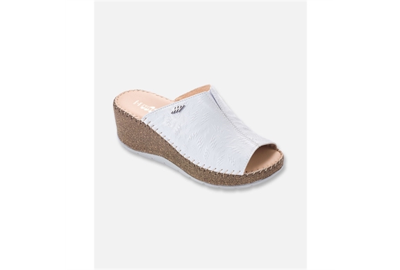 Ciabatta bianca zeppa alta - [sti8183]