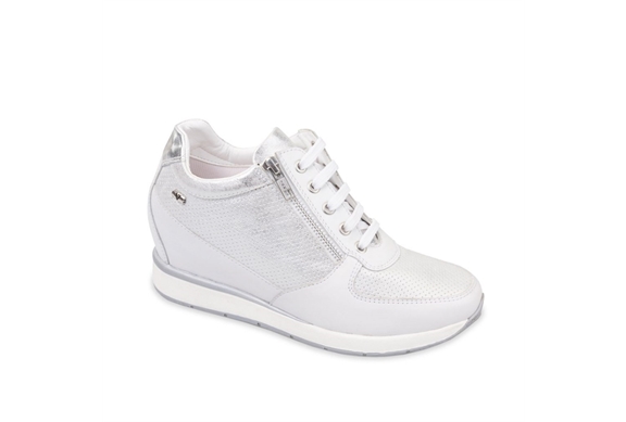 sneaker bianca e argento con zeppa interna - [val36511]